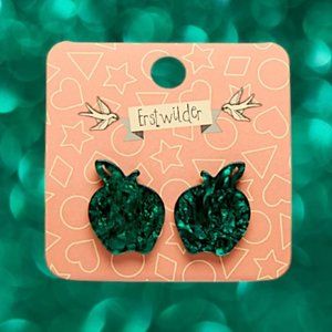 🆕 Erstwilder 🍏 Earrings | Apple Ripple Resin Stud Earrings in Green